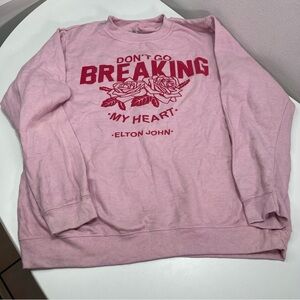 Elton John Women XL Sweatshirt Kiki Dee Don't Go Breaking My Heart Pink Graphic